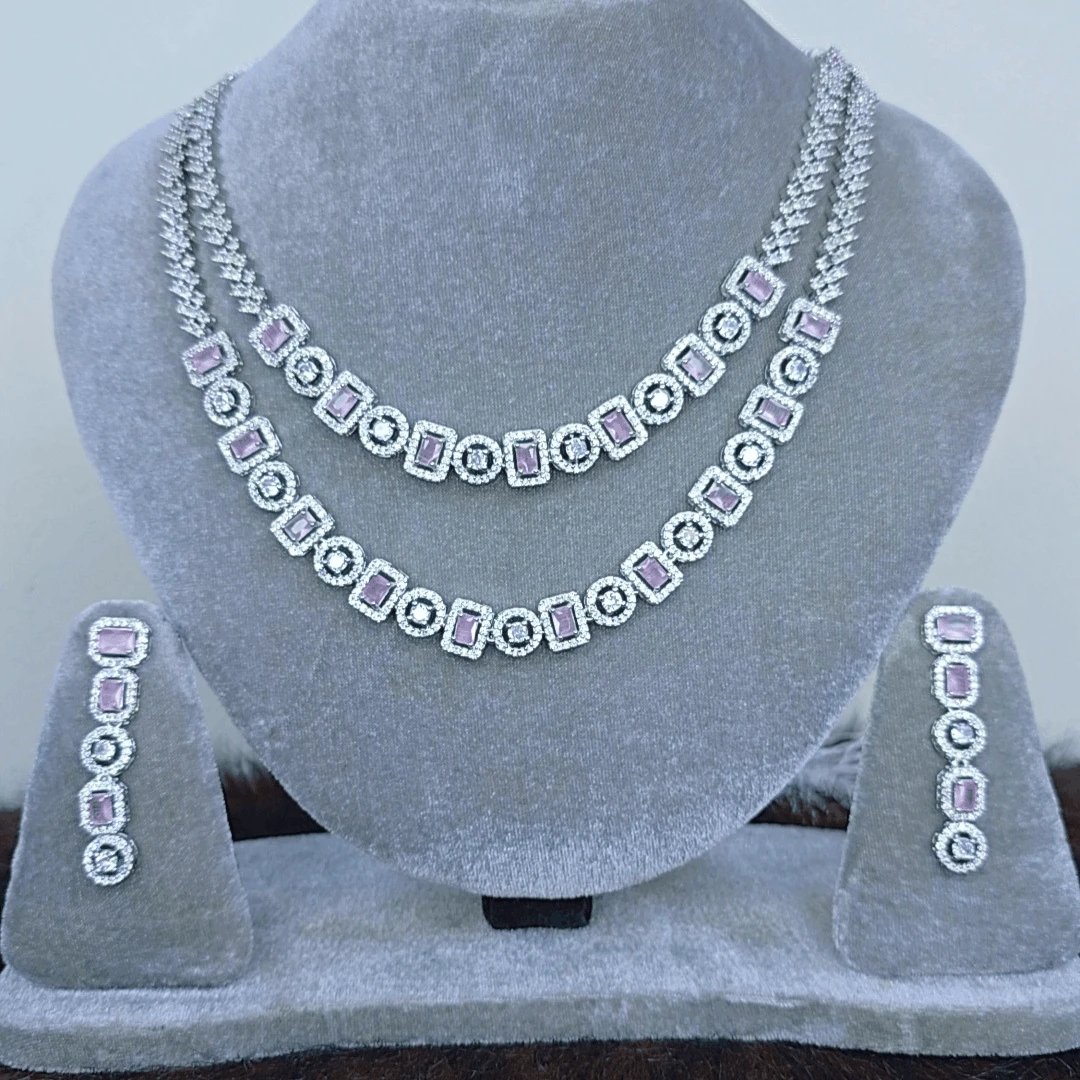 White Original Double Layer Diamond Cut Jewelry Set অরিজিনাল ডায়মন্ড কাট জুয়েলারি সেট